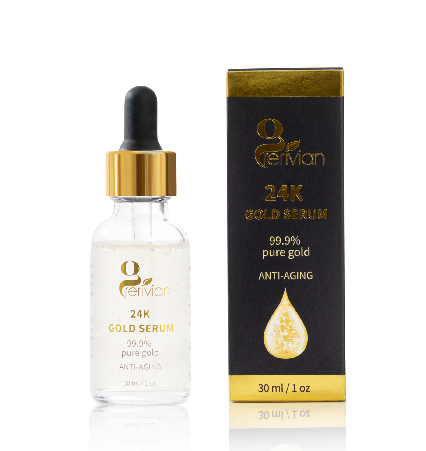 24K GOLD SERUM - 99.9% Gold Anti Aging, Anti-Wrinkle Facial Serum - GRERIVIAN COSMETICS