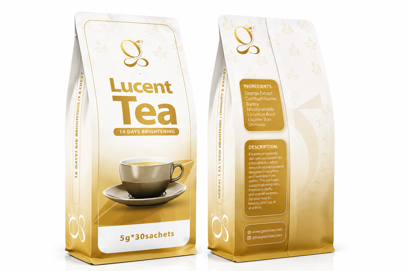 glutathione tea Lucent Tea bags - (Organic Glow Tea) 14 Days Skin Brightening